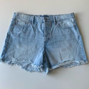 Denim Calvin Klein jean shorts size 32 waste. Slight distressed detailing.